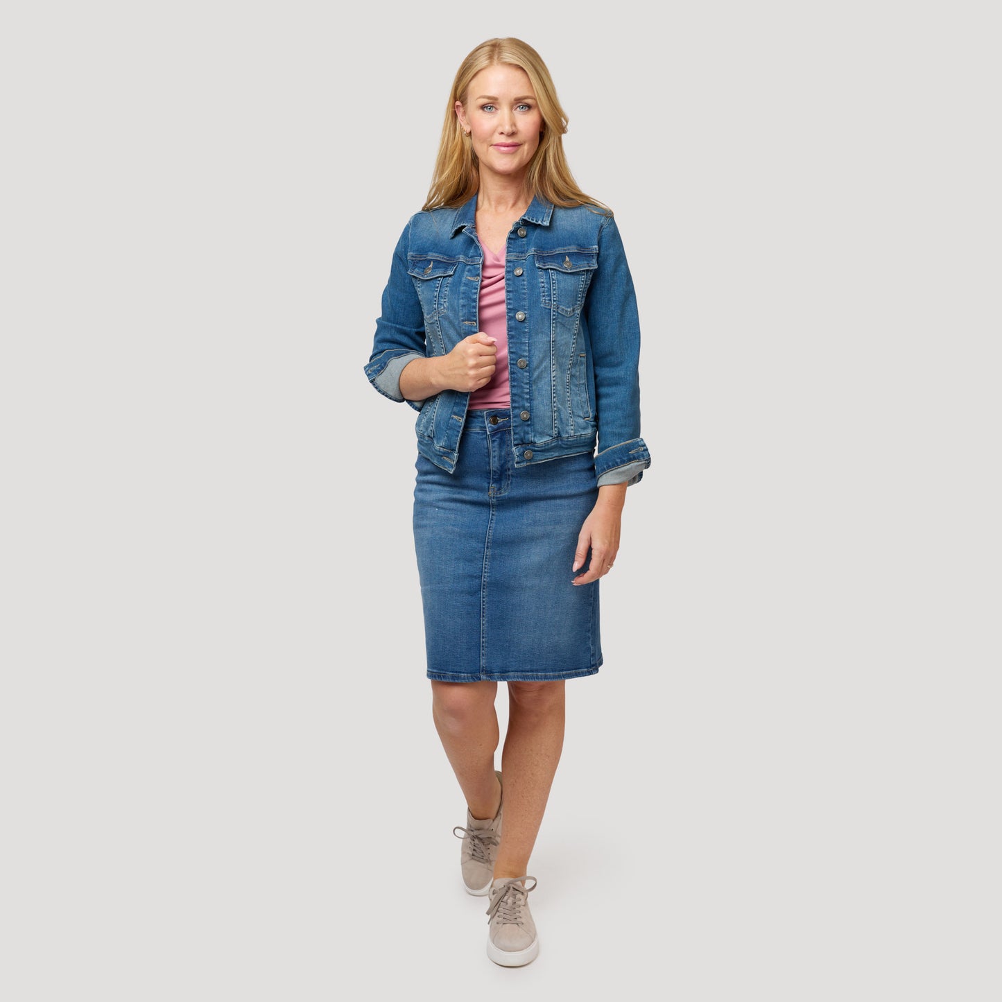 Denim till rosa topp