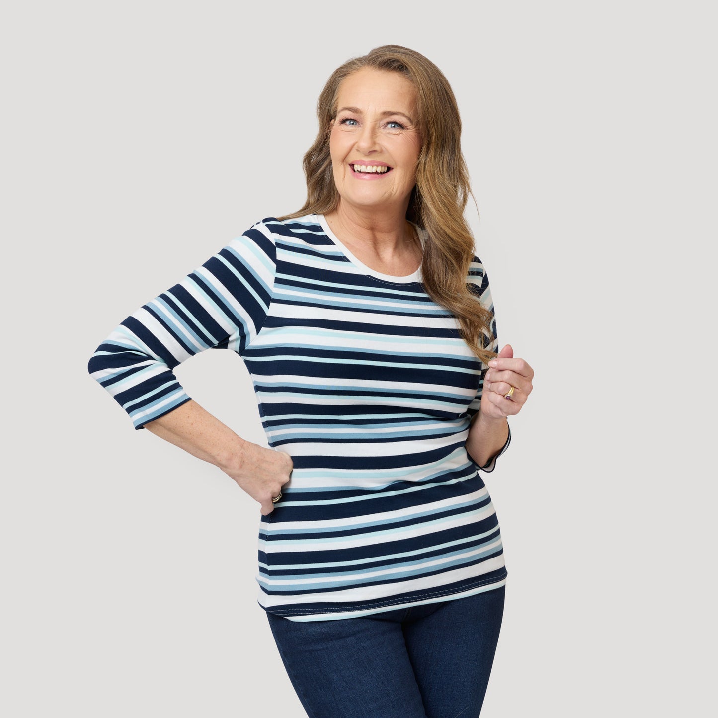 Rita topp - Turkos multirand