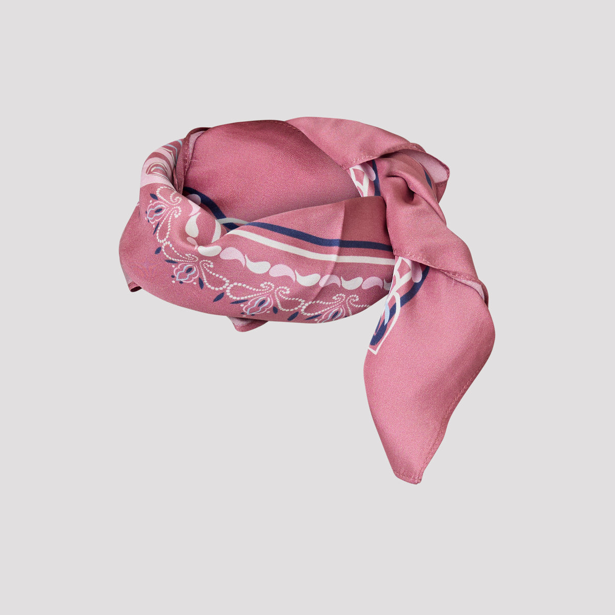 Saga sidenscarf - Rosa paisley