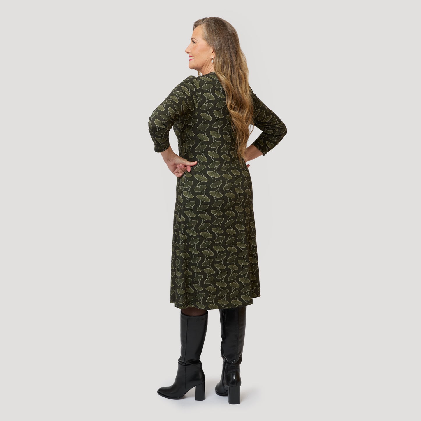 Sasha klänning - Grön mönstrad