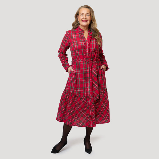 Sigrid klänning - Röd rutig