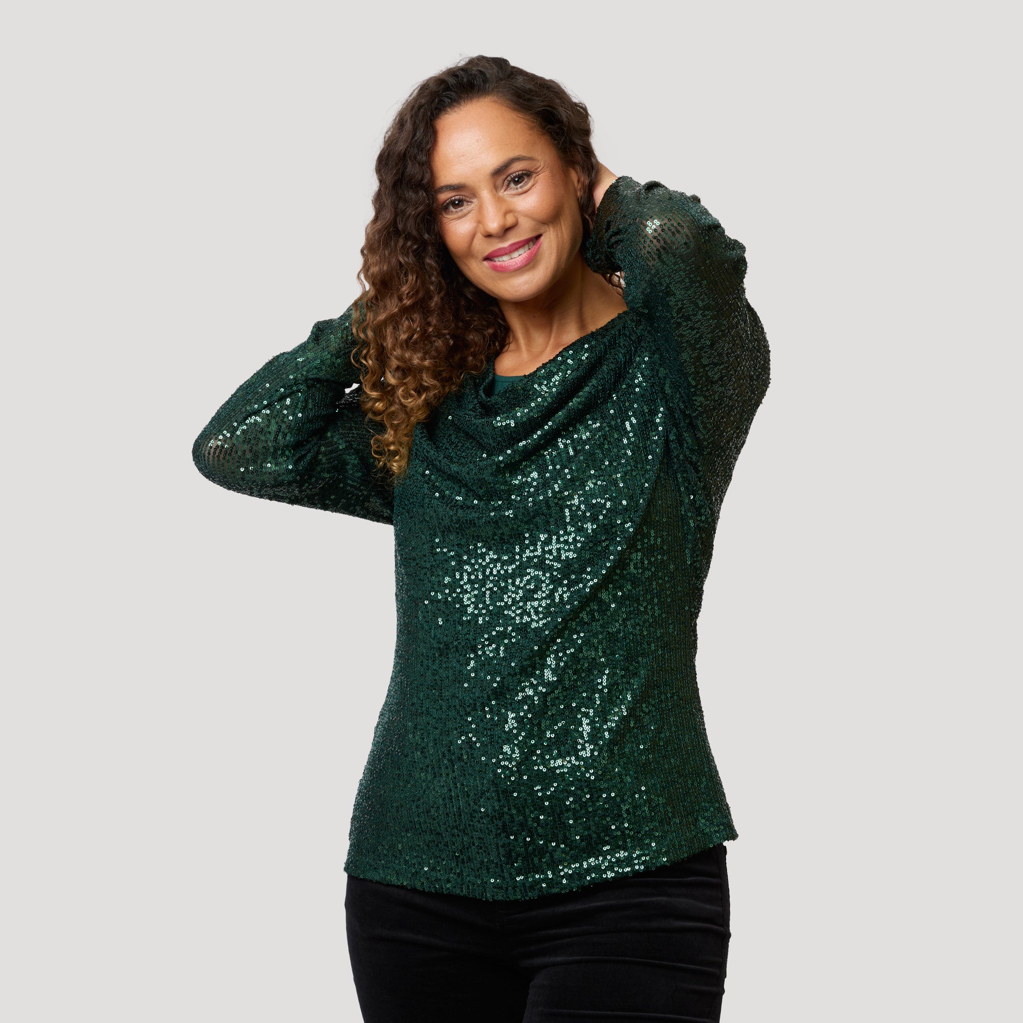 Willow paljettopp - Mörkgrön