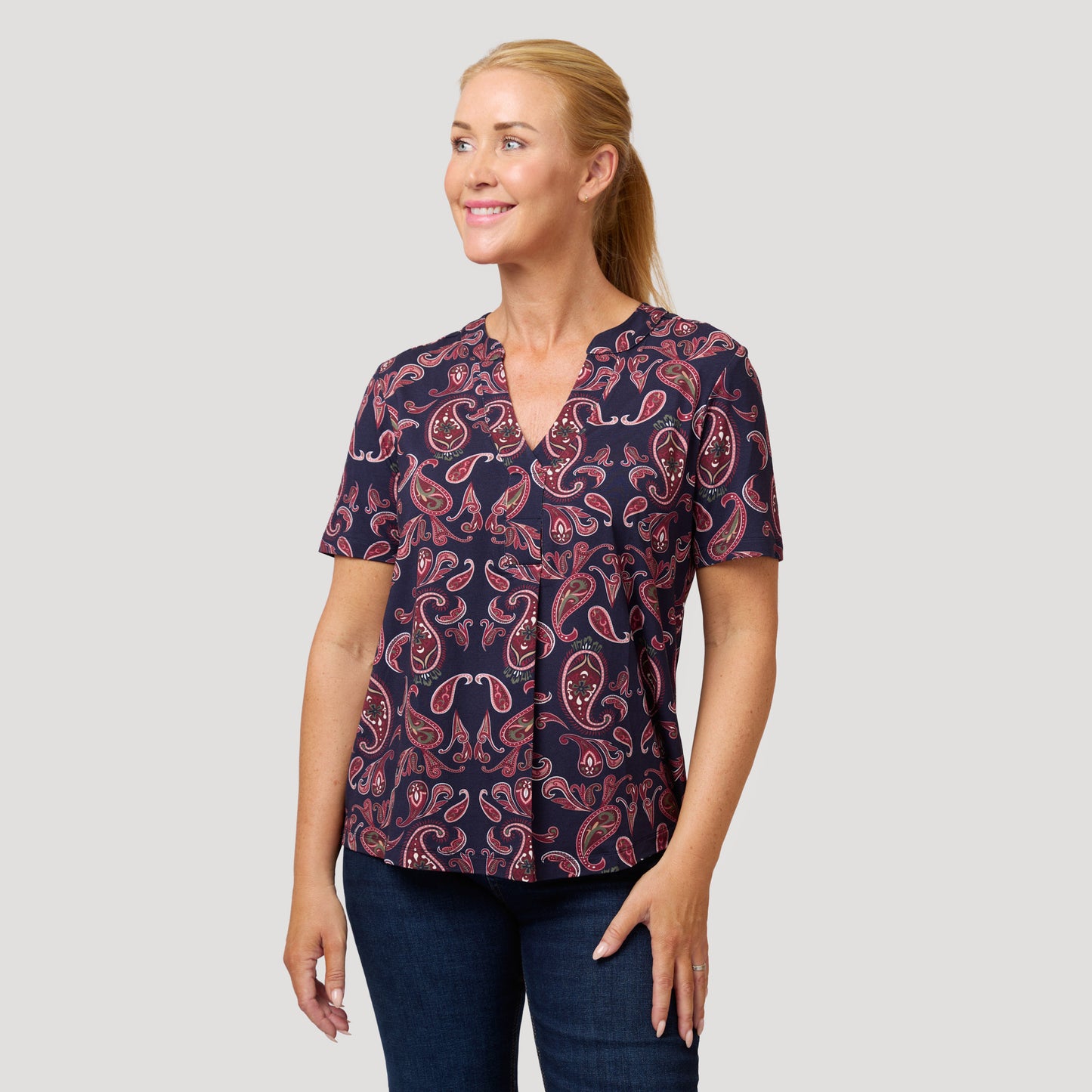 Ylva-toppi - Tummansininen paisley-kuvio