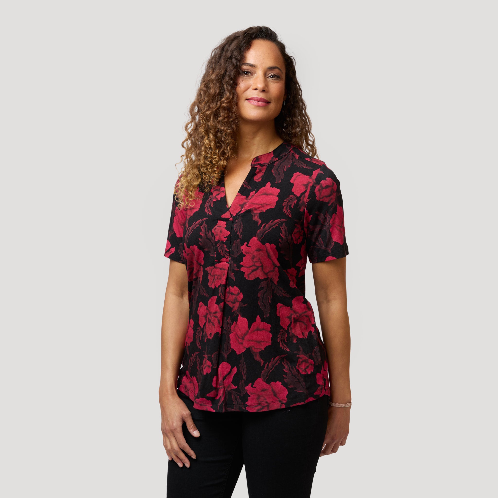 Ylva topp - Svart blommig