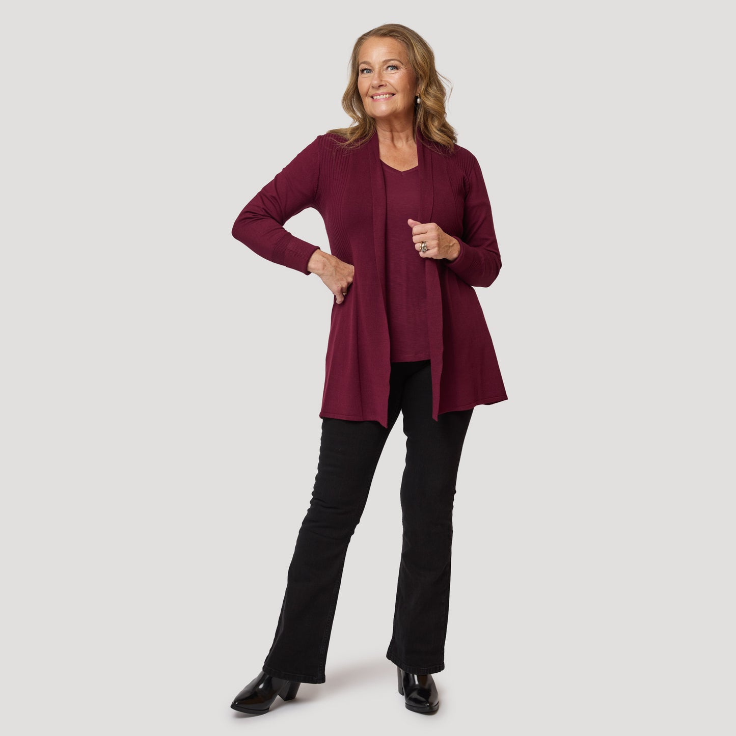 Evelyn cardigan - Vinröd