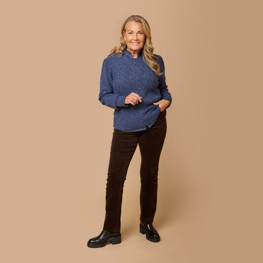Blått till bruna manchesterjeans