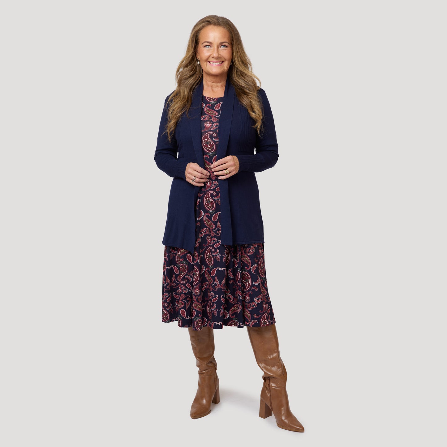 Linda-mekko - Tummansininen paisley-kuvio
