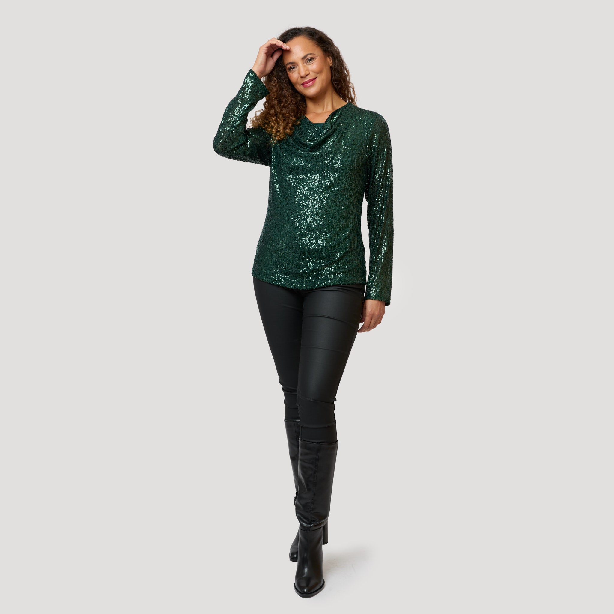 Gröna paljetter till vaxade jeans