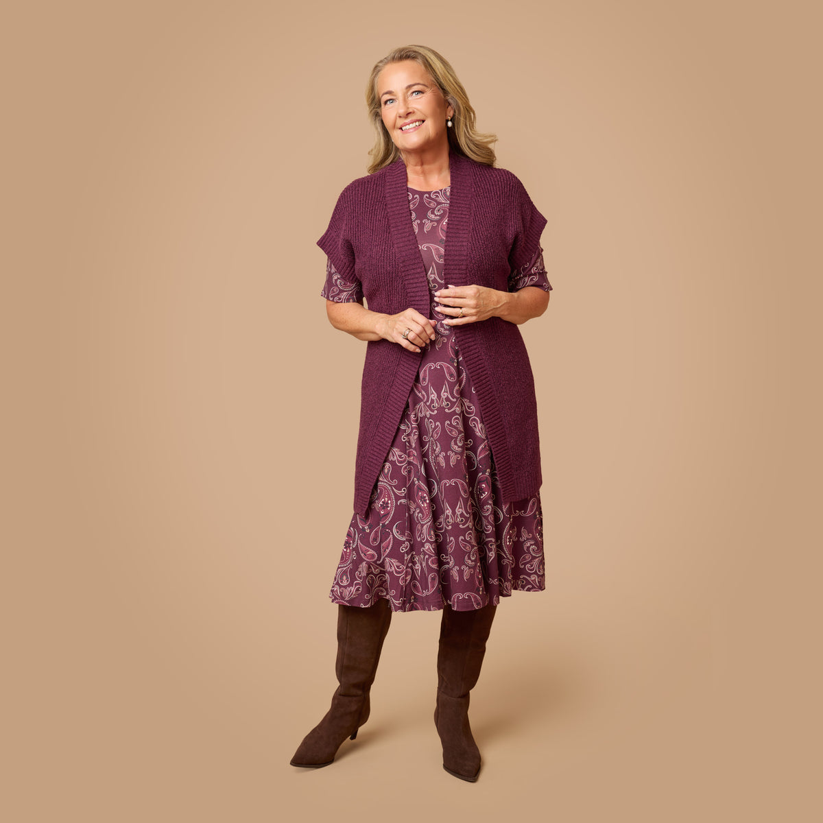 Layla cardigan - Plommon