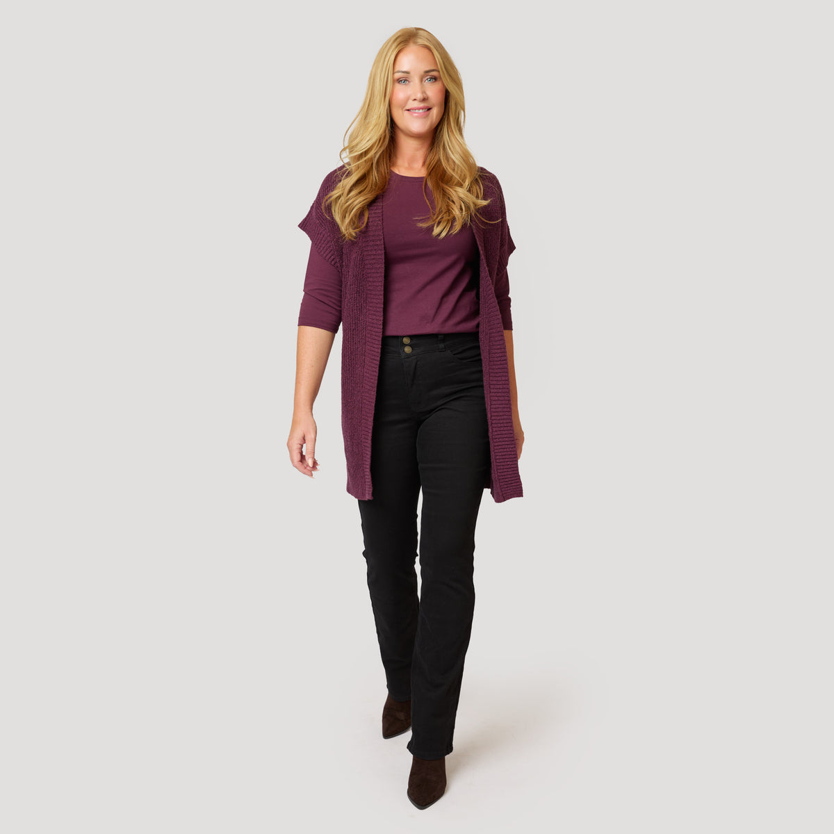 Layla cardigan - Plommon
