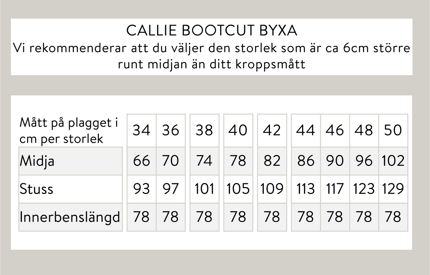 Callie bootcut byxa - Ljusbeige